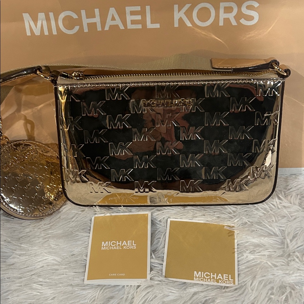 Michael Kors Gold Metallic Crossbody